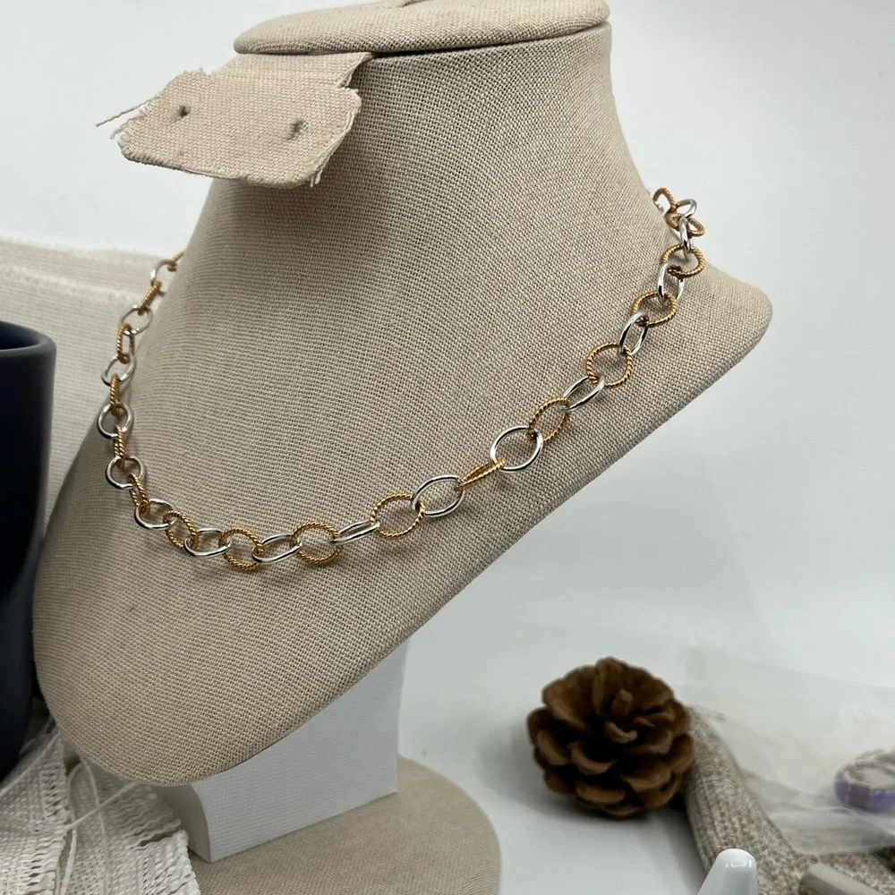 925 Italy Milor Two-Tone Sterling Silver Necklace ~18" - Picture 6 of 17